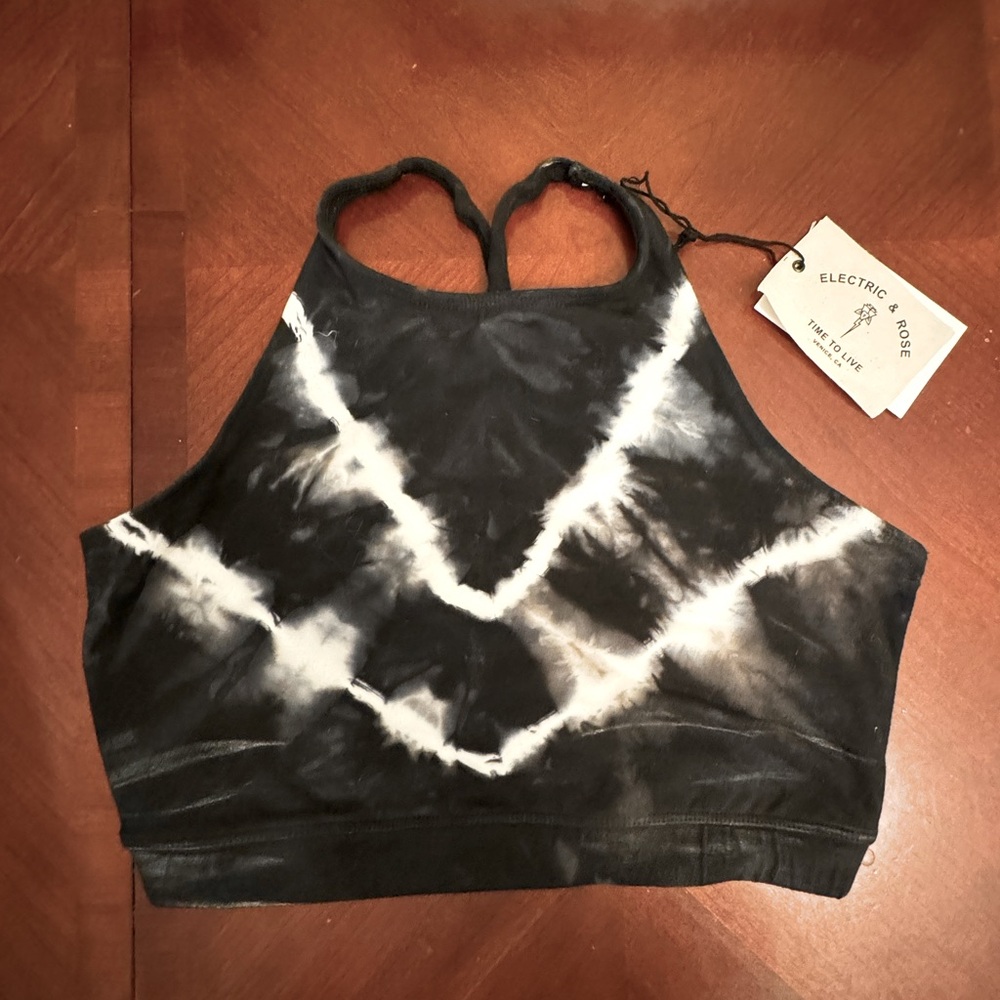 NWT Electric & Rose Mia Bra - onyx and white chevron (medium / large)